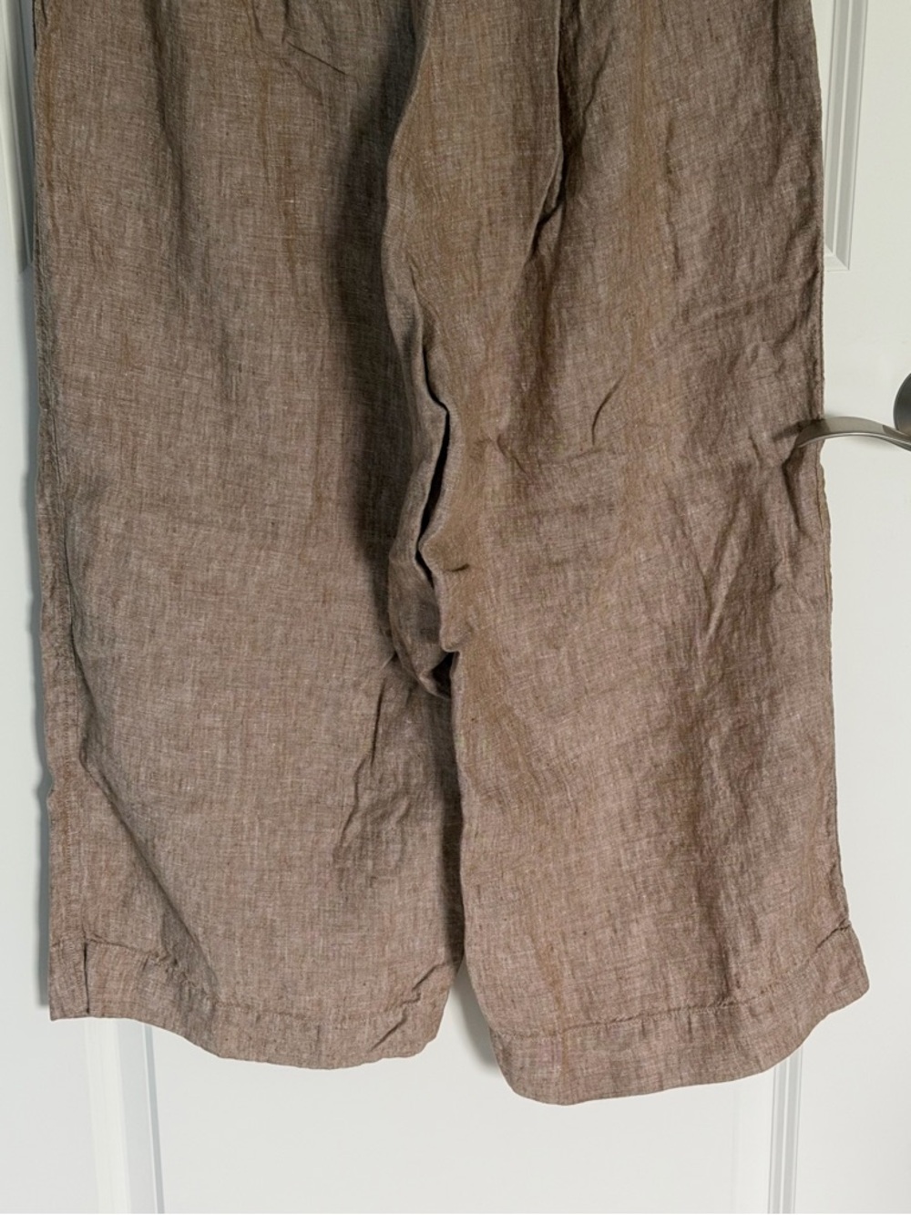 J. Jill Women's Taupe Linen Elastic Waist Wide-Leg Pants Size Large 54822 - Picture 7 of 10